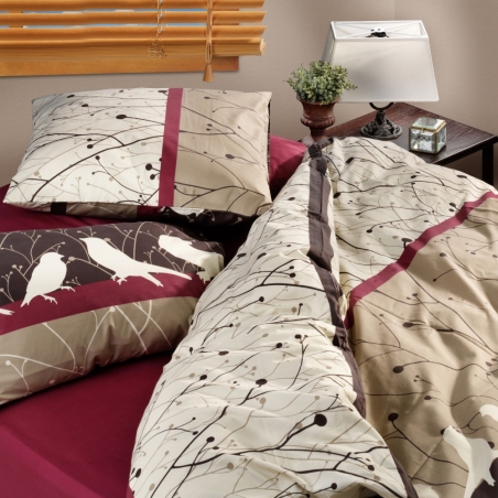 סט מצעים למיטה זוגית 100% כותנה דגם ציפורי 160/200