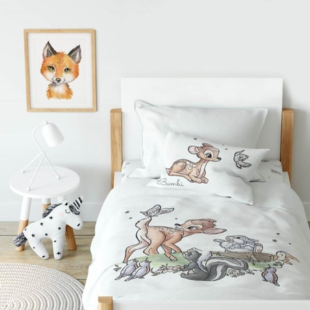 סט מצעים למיטה וחצי 100% כותנה פלנל במבי וחברים 120/200