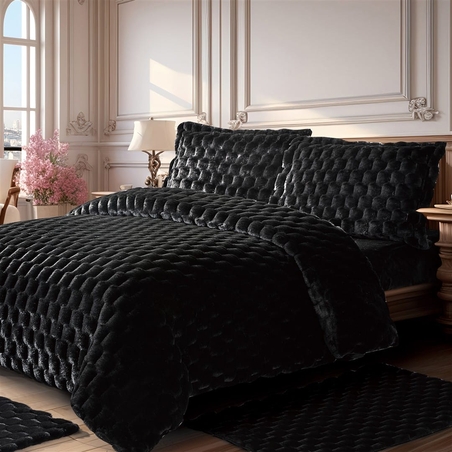 סט מצעים פראג סופט צבע שחור למיטה זוגית 160/200