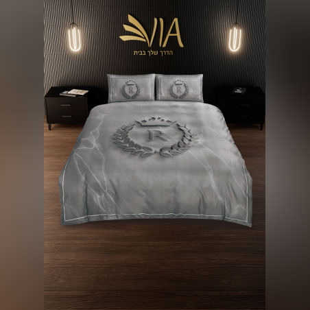 מצעים למיטה זוגית רחבה ליסבון אפור 180/200