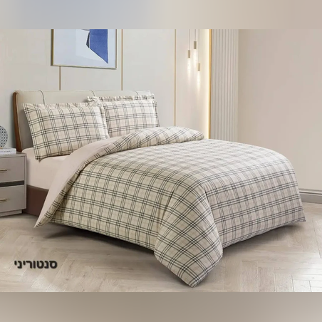 סט מצעים למיטה זוגית 100% כותנה 200 חוט דגם סנטוריני 160/200