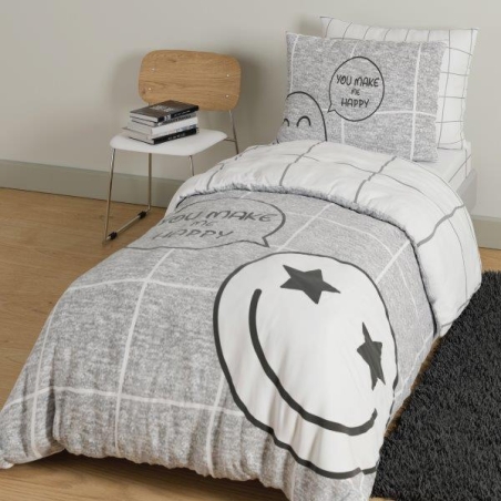 סט מצעים למיטה וחצי 100% כותנה סמיילי 120/200