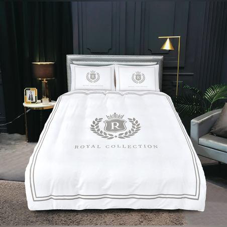 מצעים למיטה זוגית מתכווננת רויאל אפור לבן