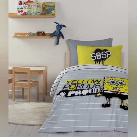 סט מצעים למיטה יחיד בוב ספוג סמייל 90/200