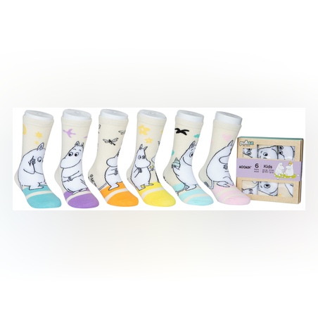 גרבי כותנה דגם מומינים מעוצבים לילדים, 6 זוגות מידת one size שמתאימה למידות 24-34