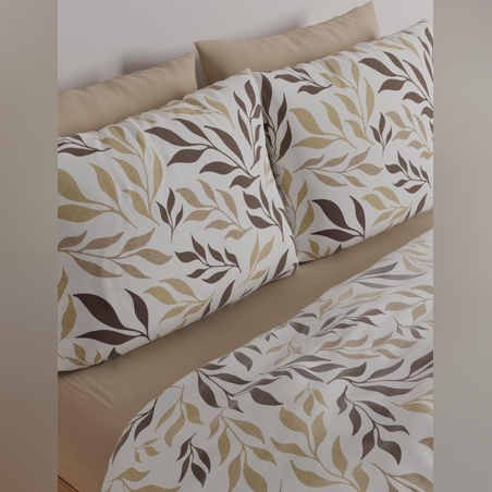 סט מצעים 100% כותנה פלנל למיטה זוגית רחבה סתיו חום 180/200