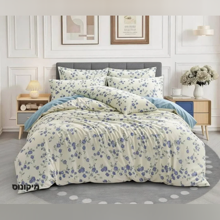 סט מצעים למיטה זוגית 100% כותנה סאטן 200 חוט דגם מיקונוס 160/200