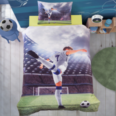 סט מצעים למיטה וחצי 100% כותנה כדורגל לילדים ונוער 120/200