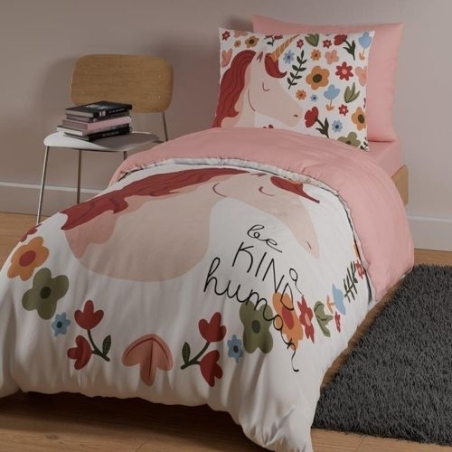 סט מצעים למיטה וחצי 100% כותנה חד קרן דגם קסם 120/200