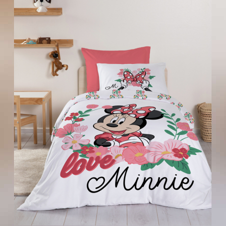 סט מצעים מיני מאוס למיטה וחצי 100% כותנה פרחים 120/200