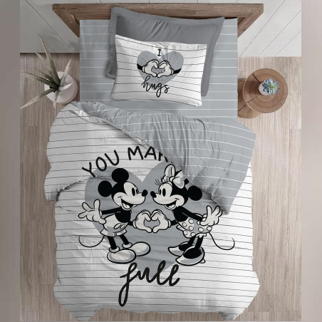 סט מצעים למיטה וחצי מיני ומיקי אפור 120/200