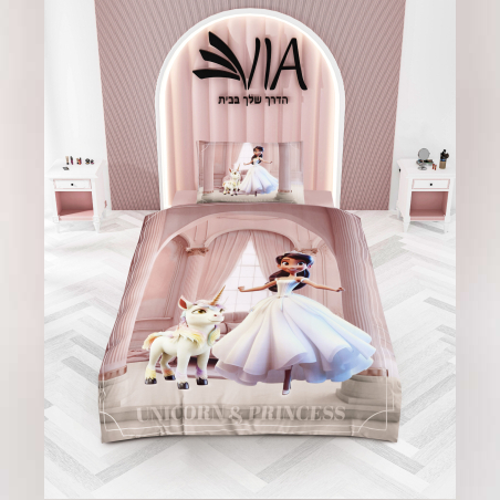 סט מצעים נסיכה חד קרן למיטה וחצי 120/200