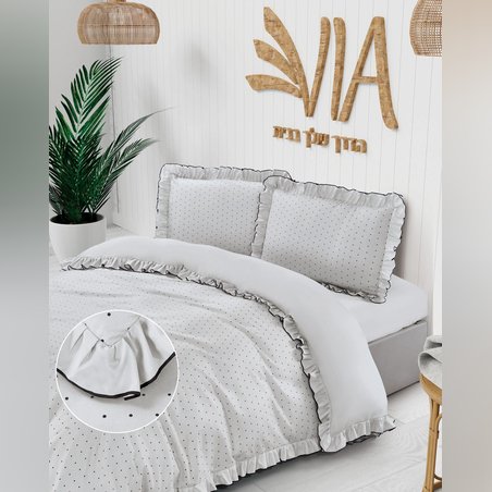 סט מצעים למיטה יחיד בוניטה אפור נקודות 90/200