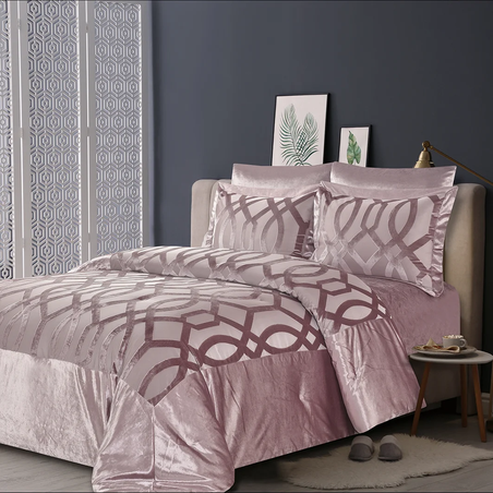 סט מצעים למיטה זוגית רחבה 100% כותנה פרקל 180/200 דגם אמה קומפורט