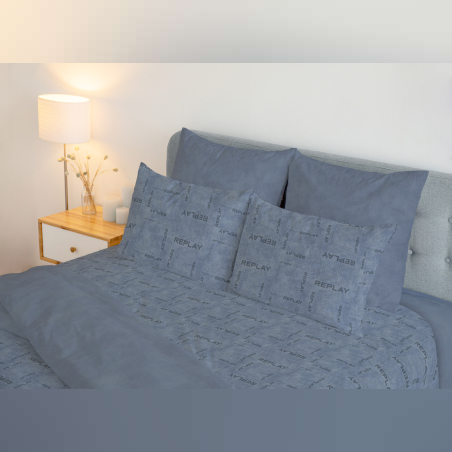 סט מצעים זוגי רחב 100% כותנה REPLAY כחול 180/200