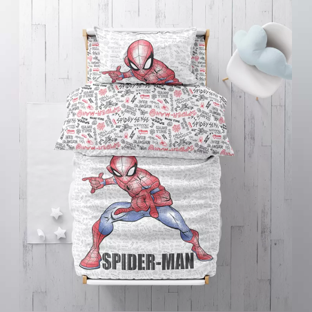 סט מצעים 100% כותנה ספיידרמן למיטה מעבר/ תינוק 70/130