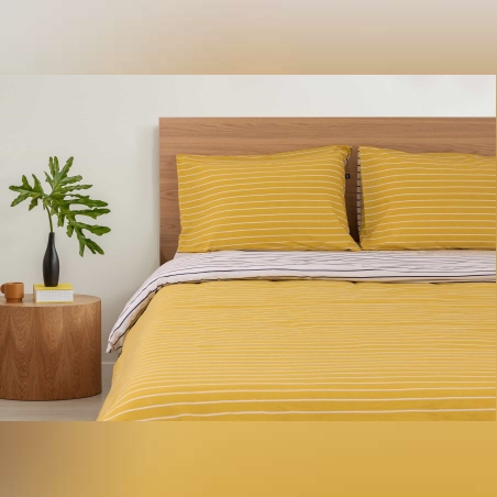 סט מצעים למיטה יחיד 100% כותנה GAP צהוב פסים 90/200