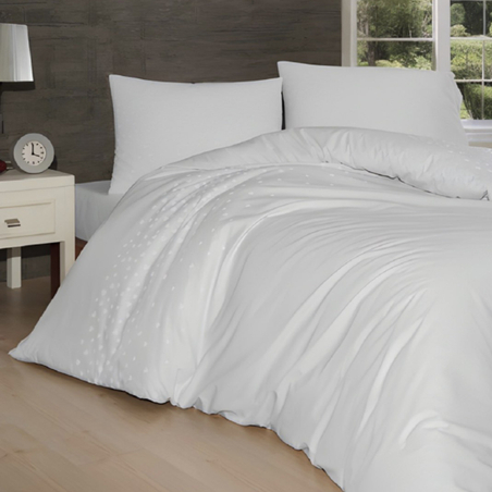 סט מצעים למיטה מתכווננת 100% כותנה לבבות לבנים