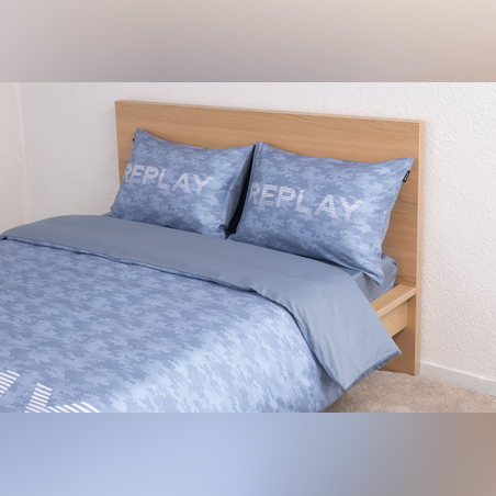 סט מצעים למיטה זוגי רחבה 100% כותנה REPLAY כחול 180/200