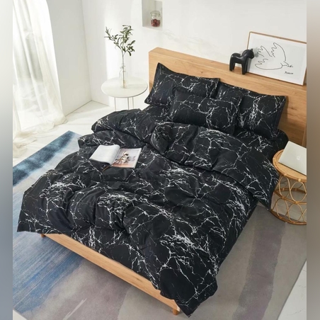 סט מצעים למיטה יחיד שיש שחור 90/200