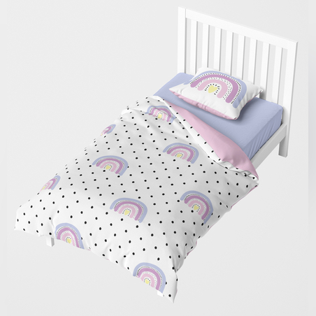 סט מצעים למיטת מעבר 100% כותנה קשת בענן 70/130