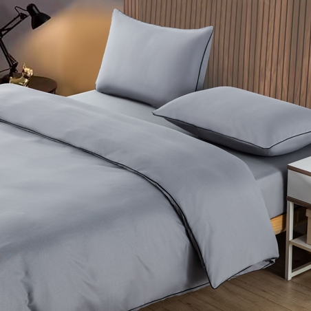 סט מצעים למיטה וחצי אפור פס שחור 120/200