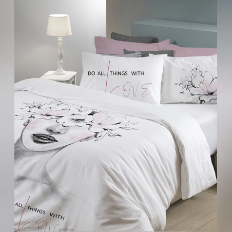 מצעים למיטה זוגית 5 חלקים 100% כותנה סאטן דגם ליה