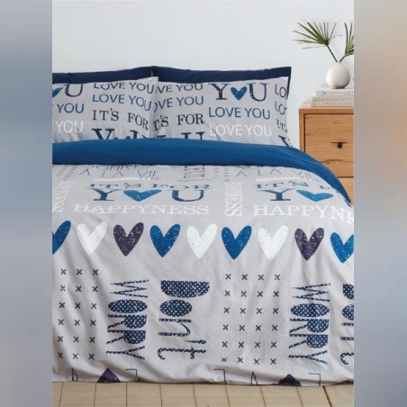 סט מצעים פלנל 100% כותנה למיטה יחיד אופל כחול 90/200