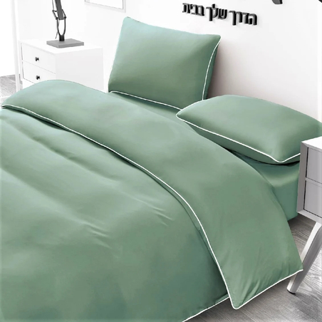 סט מצעים למיטה זוגית ירוק בקבוק פס לבן 160/200