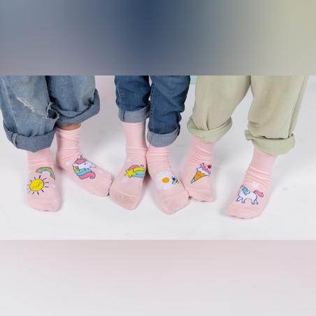 גרבי חד קרן כותנה מעוצבים לילדים, 6 זוגות מידת one size שמתאימה למידות 24-34