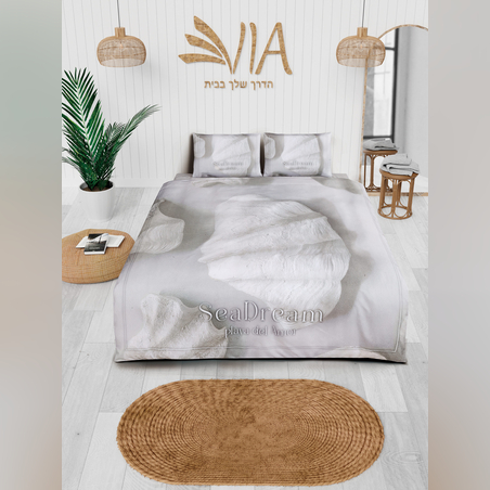 סט מצעים למיטה זוגית חול ים צדפות 160/200