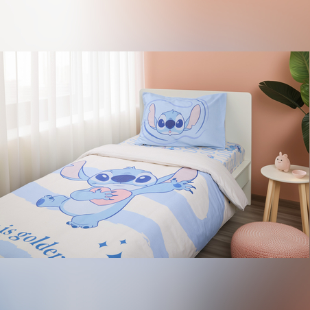 סט מצעים למיטה יחיד לילו סטיץ׳ 100% כותנה דגם סטיץ׳ 90/200