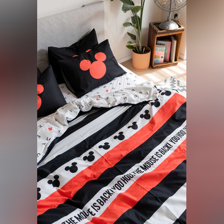 סט מצעים 100% כותנה למיטה זוגית מיקי ומיני מאוס NEON יו-הו 160/200 -VARDINON