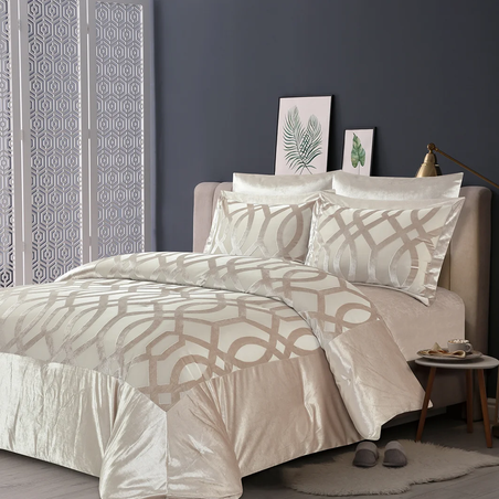 סט מצעים למיטה זוגית רחבה 100% כותנה פרקל 180/200 דגם אמה קומפורט