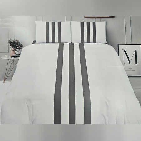 מצעים למיטה זוגית בוניטה אפור פס אפור בהיר 160/200