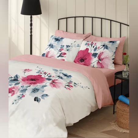 סט מצעים למיטה זוגית 100% כותנה דגם בוקט 160/200