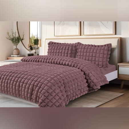 מערכת מצעי חורף עשירה דמוי פרווה ג'קארד למיטה זוגית רחבה- ליסבון סופט 180/200