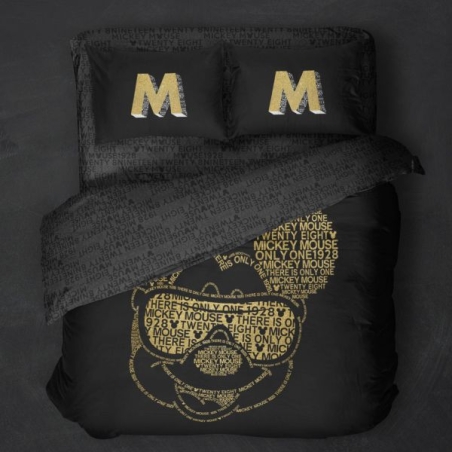 סט מצעים למיטה זוגית רחבה 100% כותנה מיקי מאוס דרימלנד גולד 180/200-vardinon