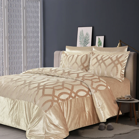 סט מצעים למיטה זוגית רחבה 100% כותנה פרקל 180/200 דגם אמה קומפורט