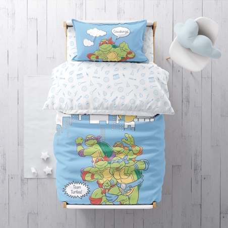 סט מצעים 100% כותנה צבי הנינג'ה למיטה מעבר /תינוק 70/130