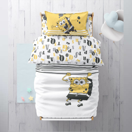 סט מצעים בוב ספוג 100% כותנה למיטה יחיד דגם JUMP