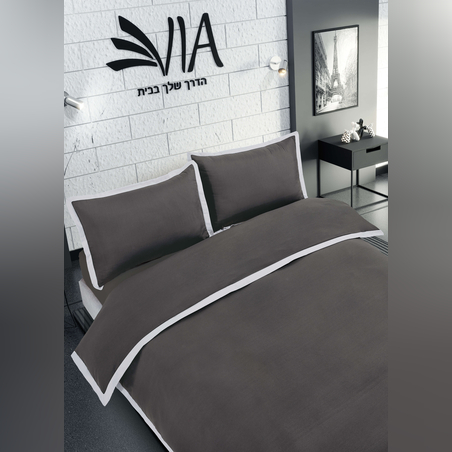 סט מצעים למיטה זוגית רחבה בובו צבע אפור כהה 180/200