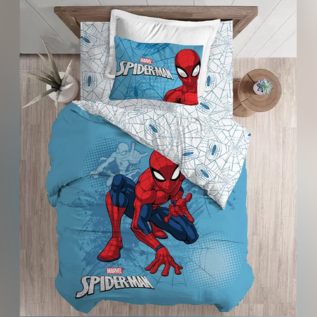 סט מצעים למיטה וחצי 100% כותנה ספיידרמן אורבן 120/200