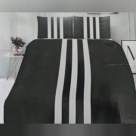 מצעים למיטה זוגית בוניטה שחור פס אפור 160/200