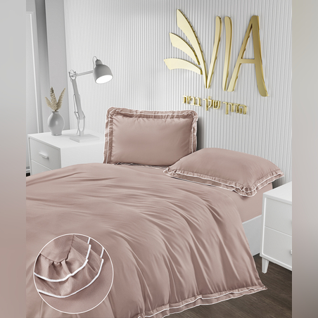 סט מצעים למיטה וחצי למברטה ורד פס לבן 120/200