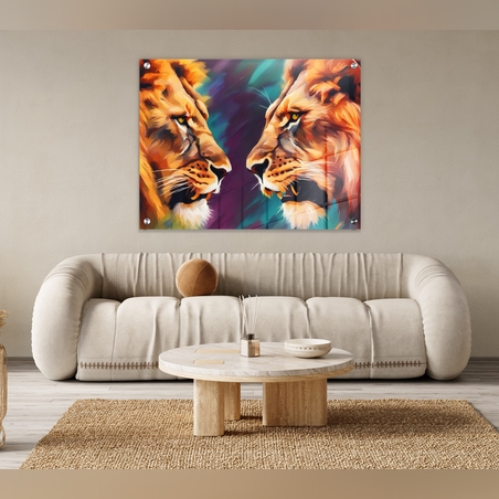 תמונה זכוכית אריות