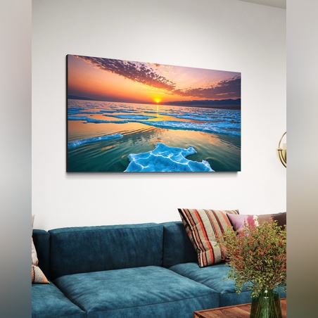 תמונה זכוכית שקיעה בים