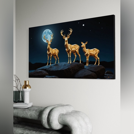 תמונה זכוכית משפחה איילים