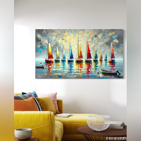 תמונה זכוכית סירות מפרש צבעוניות