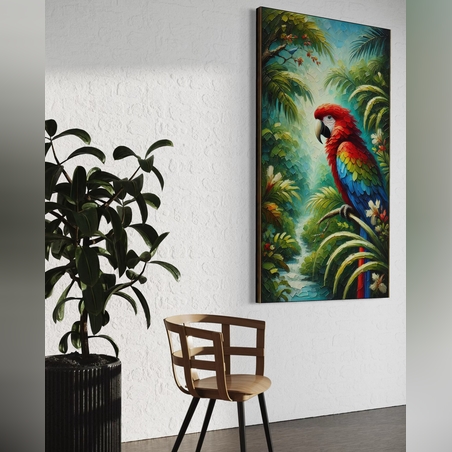 תמונה זכוכית תוכי בג׳ונגל